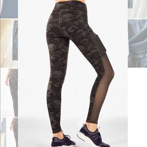 Fabletics on-the-go high waisted camo leggings are itch side pockets
